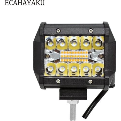 1 piece Triple rows 12V 4 inch LED Bar Light 60W 6000lm Dual color Strobe Flashing style for Off-road SUV 4x4 Rescue Cars Boat