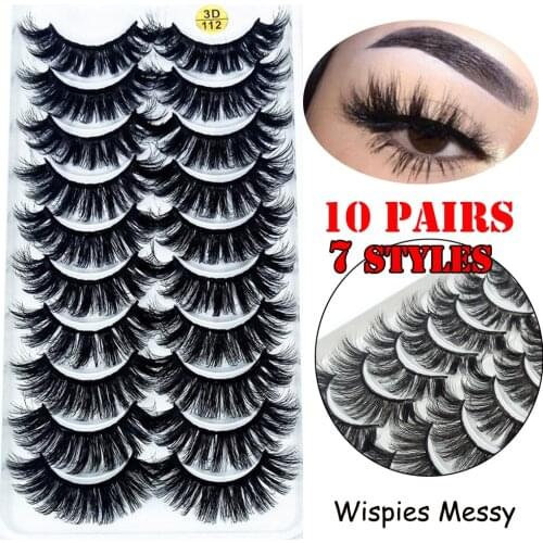 10 Pairs 3D/10D Soft Faux Mink Hair False Eyelashes Full Volume Thick Wispy Lashes Extension Handmade Cruelty-free Makeup Tools