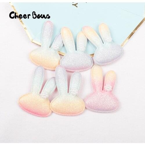 10Pcs Chunky Glitter Padded Patches Rainbow Gradient Appliques For DIY Girls Hair Clips Accessories Cloth Decorative Appliques