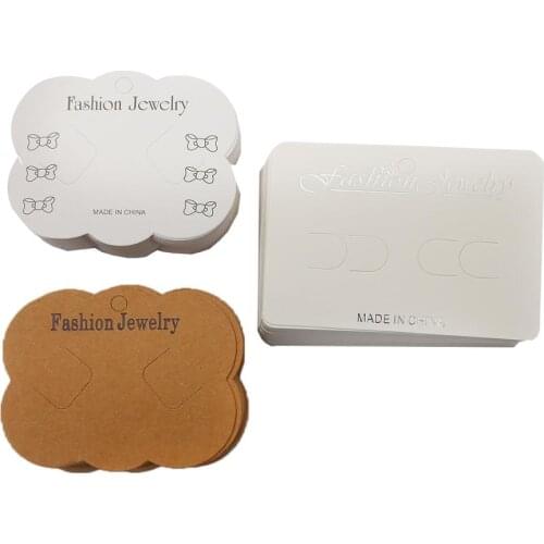 100Pcs 8.5x7cm Blank Kraft Paper Jewelry Display Necklace Card Pendant/Hair Clip DIY Hang Favor Label Tags For Jewelry Making