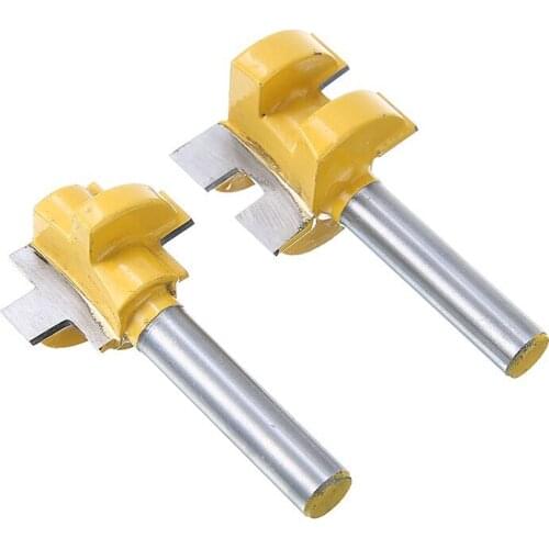 2pcs 8mm Shank Router Bits Woodworking T-shaped Tongue & Groove Joint Assemble Milling Cutter Wood Corner Polishing Tool