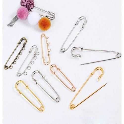 20Pcs/lot 5 Holes Brooches Findings Multi Size DIY Hijab Pins For Jewelry Making Baby Name brooch Fit Charms Chains