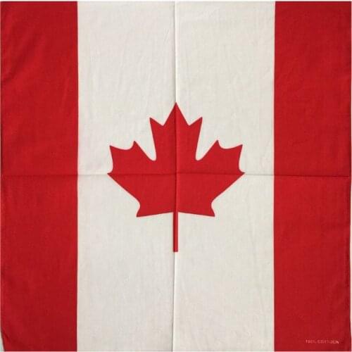 2020 Fashion Hip Hop Cotton Bandana Square Scarf 55cm*55cm Canadian Flag Maple Leaf Print Headband Printed For Women/Men