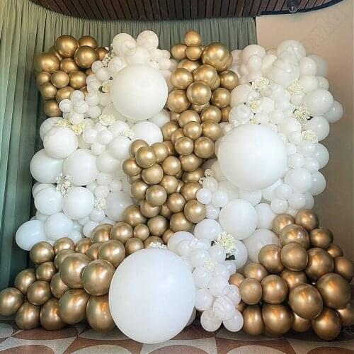 258pcs Gold Latex Balloon Garland Wedding Birthday Party Background Balloon Arch Kit Swimming Event Decor Baby Shower Decoration