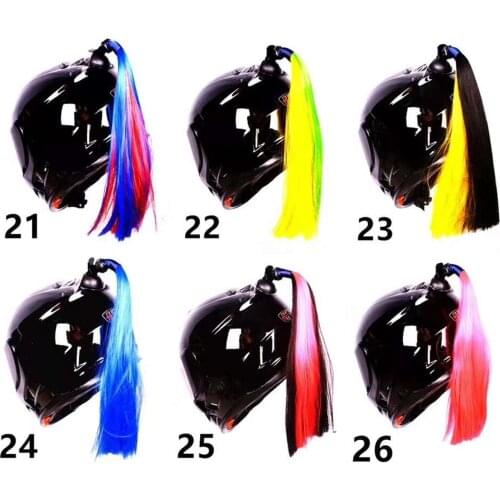 30cm Motorcycle Bike Gradient Ramp Helmet Sucker Removable Braid Pigtail Ponytail Straight Hair Mix Color Dirt Bike Ski Street