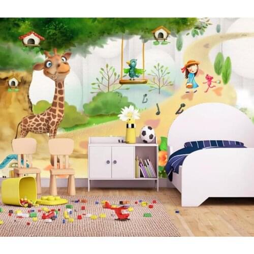 3D Wallpaper Beautiful scenery childrens park animal mobilization childrens room kids room Custom 3d Mural Wallpaper