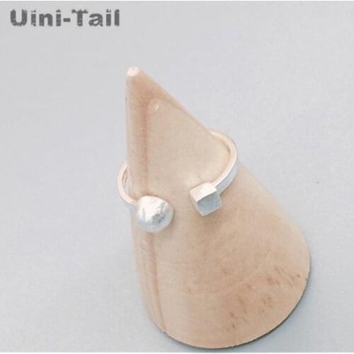 925 sterling silver simple personality three-dimensional square round ball opening adjustable ring fashion simple high quality