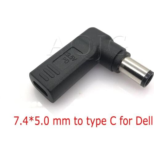19.5V USB Type C Female to 7.4*5.0mm Male Plug Dc Power Adapter Converter Laptop Charger Connector For Dell 7.4X5.0 mm