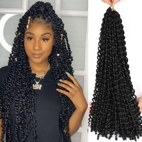 AEAGM Pre-Loop Fluffy Braiding Hair Crochet Locs Synthetic Extensions 18 Inch Passion Twist High Temperature Fiber