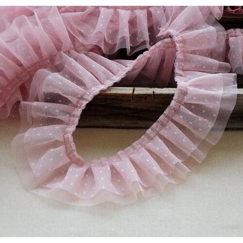 10Meters Ruffle Edge Trim Applique Pleated Fabric Embroidered Sewing Ribbon DIY Wedding Dress for Doll Curtain Sofa Decor
