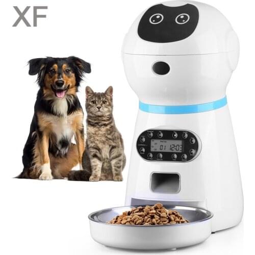 Plug Automatic Pet Feeders With Voice Record Stainless Steel Dog Food Bowl Auto Cat LCD Screen Timer Food Dispenser