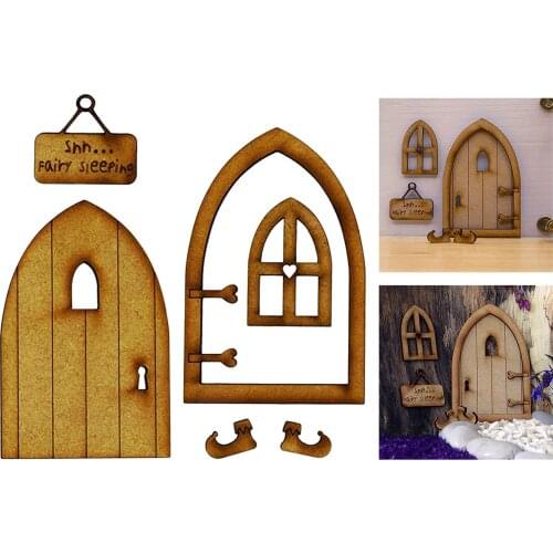 Garden DIY Wooden Fairy Door Kit Miniatures Hanging Sign Playhouse Decor