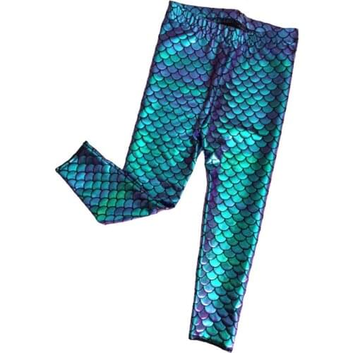 1-5Years Kids Baby Girls Long Pants Mermaid Fish Scale Shiny Leggings Children Pencil Pants Trousers