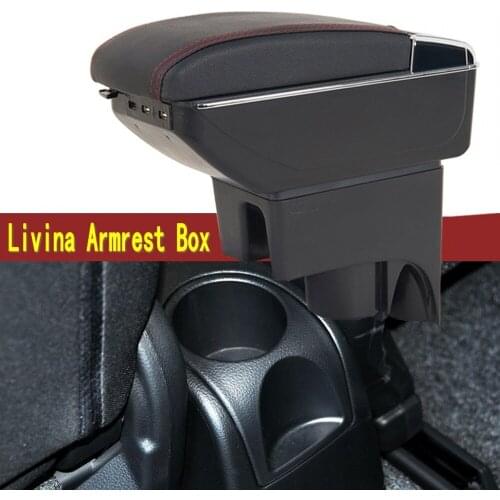 For Nissan LIVINA Geniss armrest box central Store content box with cup holder ashtray USB LIVINA Geniss armrests box