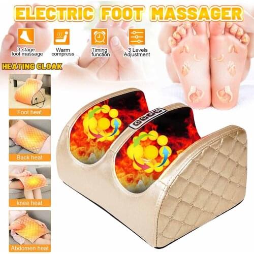 110-240V Electric Heating Foot Body Massager Relaxation Kneading Roller Vibrator Machine Reflexology Calf Leg Pain Relief Relax
