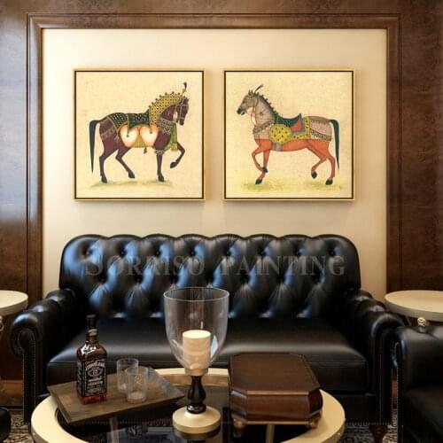 Canvas Painting with Frame European Classic War Horse Prints for Living Room Wall Art Pictures Home Decoration Artwork