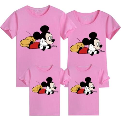 Disney 2021 T-shirt Women Cartoon Mickey Minnie Mouse Women Short Summer Regular T Shirt O-Neck Pink Tops Tee Shirt Loose Femme