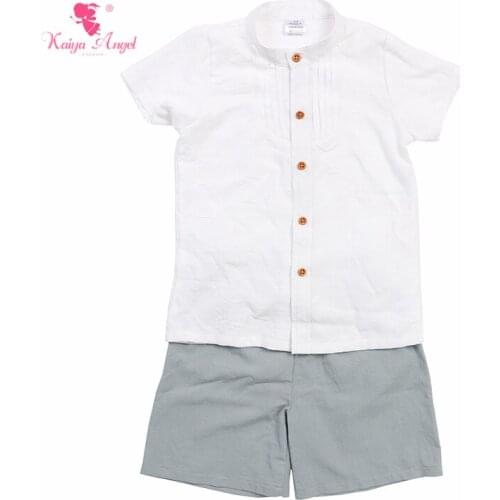 Kaiya Angel 2019 New Summer Outfits Set Short-sleeved Shirt And Shorts Simple Style Daily Wear Boy 5pcs/lot Factory Wholesale