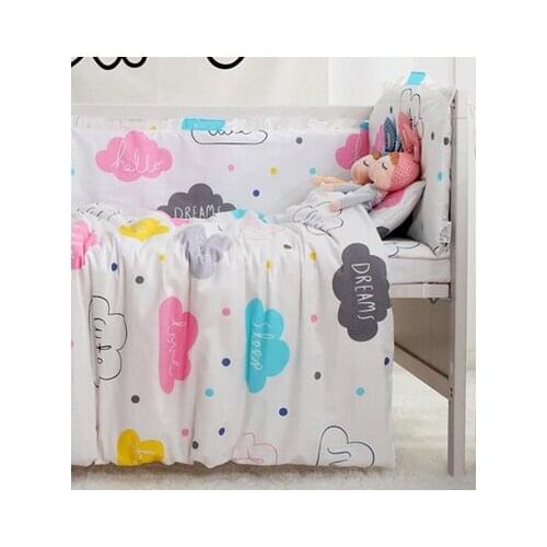 7PCS Crib bedding Infant Cot Nursery Crib baby sheet baby bed Baby Bedding Sets Crib Cot Bumper,(4bumper+sheet+pillow+duvet)