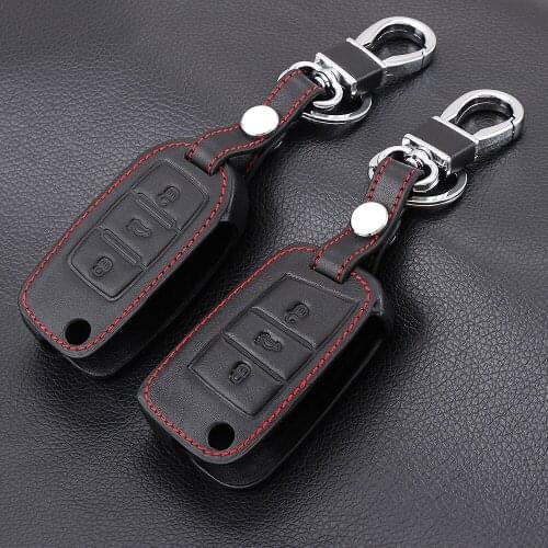 Leather Car Key Remote Cover Case For Skoda Octavia For Volkswagen VW Golf Passat Jetta Touran Polo Tiguan For Seat Leon Ibiza