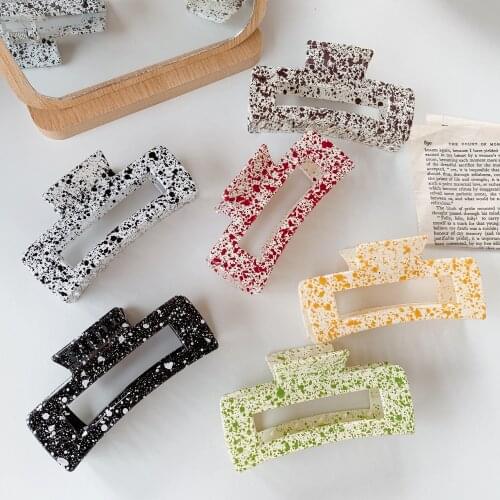Large Size Frosted Hair Claws Geometric Square Hair Crabs Clip Hollow Acetate Leopard Grain Hair Clamps Women Hair Accessories