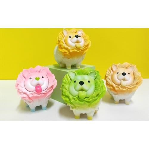 Cabbage Dog Cute Art Designer Toy Figurine Collectible Figure Vegetable Dog Creative Decorations for Bedroom Livingroom Desktop