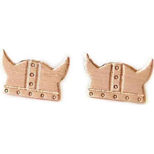 Fashion pirates helmet stud earrings Personality horned helmet stud earrings Small demon helmet stud earrings for women