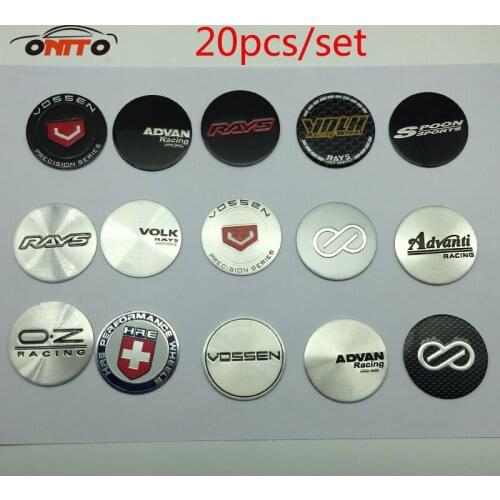 Wholesale 20pcs/Set 45MM ADVAN RACING VOLK SPOON WORK VOSSEN OZ LOGO Sticker Auto Wheel Center cap sticker car styling