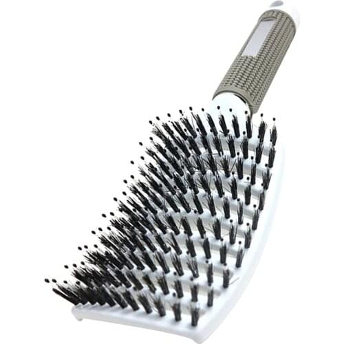 Natural Boar Bristle Hair Brush Comb Scalp Massage Hairdressing Tool