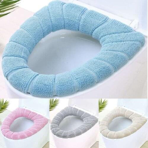 New Bathroom Toilet Seat Cover Soft Knitting Fabric Case Pad Winter Warm Mat