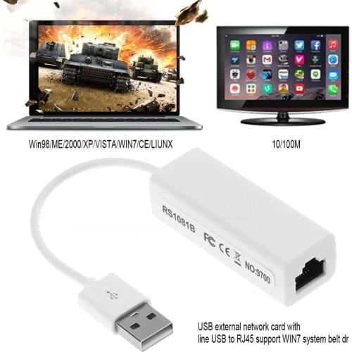 NEW USB2.0 To RJ45 LAN Ethernet 10/100Mbps Network Adapter For Computer Desktop Laptop PC USB Ethernet