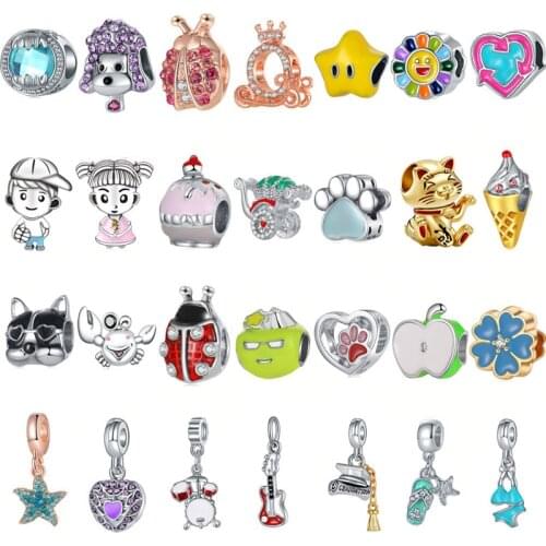 New Fashion Charm Original Ladybug Crab Star Beads Suitable for Original Pandora Ladies Bracelet Jewelry Gift