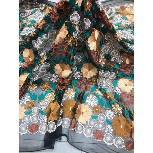 New Style Mesh Embroidery African Lace Fabric 2021 High Quality Lace Water Soluble Fashion Soft Lace Fabric 5 Yards