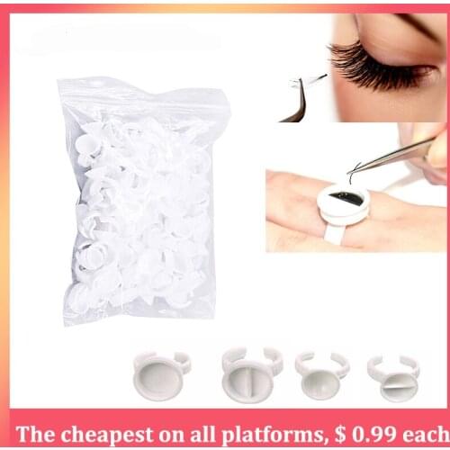 Wholesale 100pcs Disposal Tattoo Pigment Holder Ring with Grid Eyelashes Extension Glue Holder Adhesive Glue Holder Palette