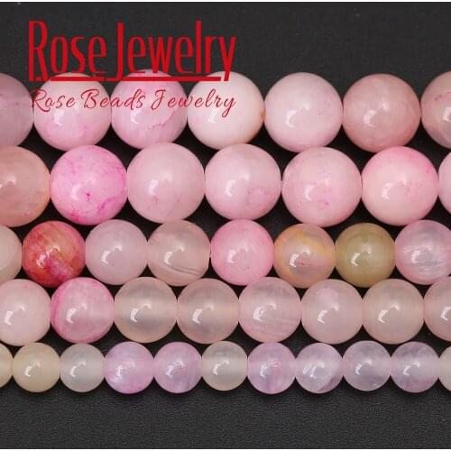 Wholesale Pink Persian Jades Natural Gem Stone Beads Round Loose Spacer Beads 15" 6/8/10/12 MM For Jewelry Making DIY Bracelet