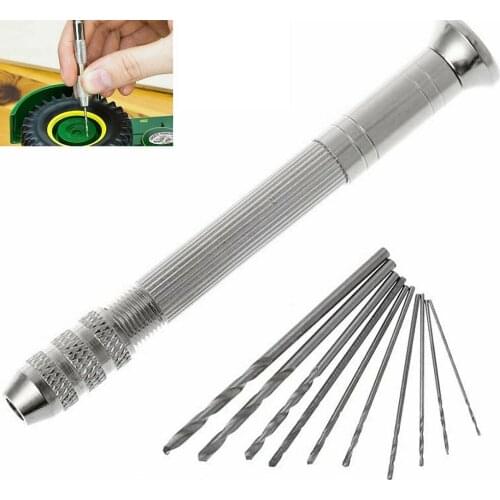 Precision Pin Vise Hand Drill Set Of 10 Pieces Rotary Tools For Models Hobby DIY Micro Drill Precision Aluminum Hand Drill