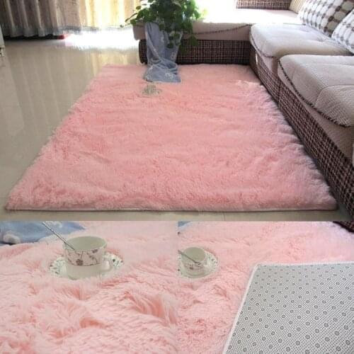 Fluffy plush carpet mat floor mat mat tea table mat pink living room princess European dormitory bed front carpet white