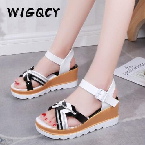 Buckle Sandals Women Summer Shoes Bling Open Toe Fashion High Heel Platform Women Sandals Mixed Colors Wedges Shoes for Women