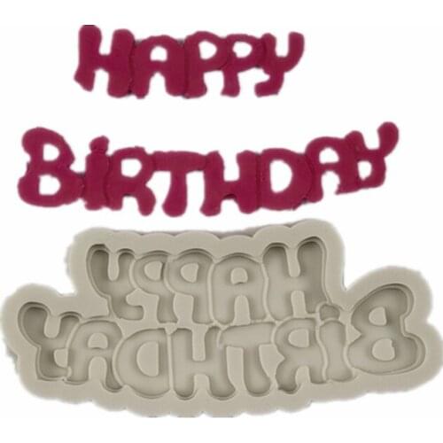 DIY Happy birthday shape Sugarcraft Silicone Molds letter Gumpaste Chocolate Fondant Cake Decorating Tools wholesale