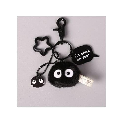 Cute Cartoon Movie Hayao Miyazaki Dragon Black Carbon Ball Elf Plush Keychain Pendant Womens BackpackPendantPendant CarKeychain