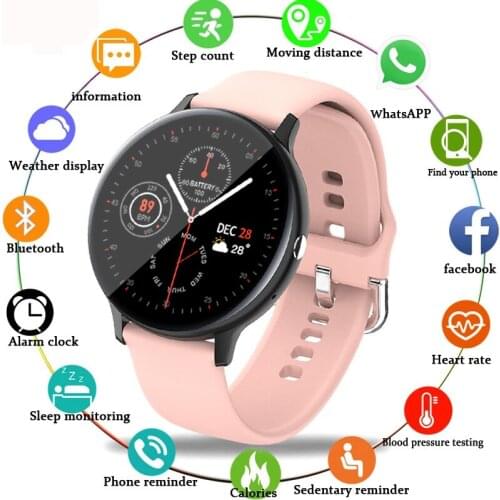 2021 New Women Smart Watch Activity Tracker Heart Rate Monitor Full screen touch Sports Ladies Smart Watch Men For Android IOS