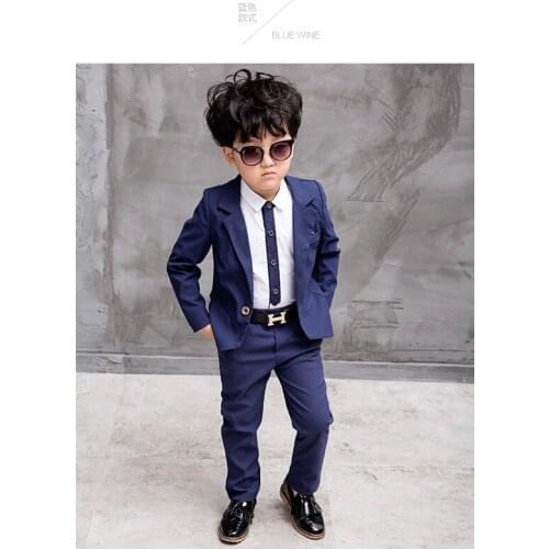 Formal Boys suits 3pcs Marrige Kids Clothes boys Suit for Weddings Cotton Solid Blazer jacket+Pants+shirt Children Formal Suits