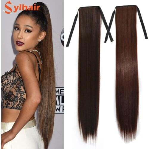 Sylhair 32'' Super Long Straight Synthetic Clip in Hair Extensions Ponytail Fake Hair Extension Clip In Ponytail Extensions