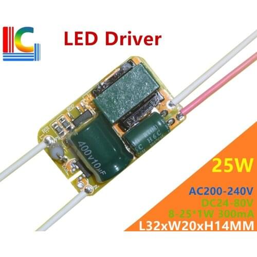 Freeshipping 8W 12W 15W 18W 21W 25W Lighting Transformer DC 24V - 80V LED Driver Output 300mA Constant current Power Supply 5PCs