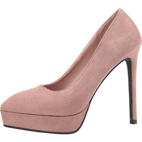 13CM PUMPS sexy pointed high heels suede nightclub waterproof platform womens shoes stiletto shallow mouth thin women