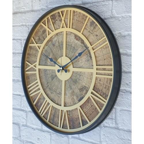 Markakanvas Metal Cased Vintage World Map Wall clock 50 cm Wall clock
