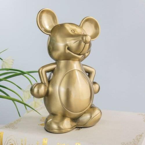 Height 18.5cm Lovely Cute Cartoon Mouse Metal Art Craft Home Decoration Saving Box Piggy Bank Baby Gift Animal Coins Banks