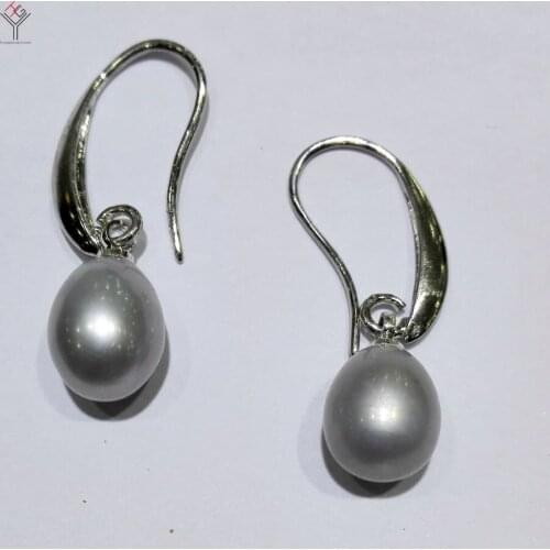 Women Jewelry Earring Bright Gray Pearl Dangle Hook Earring Natural Freshwater pearl highlight pearl
