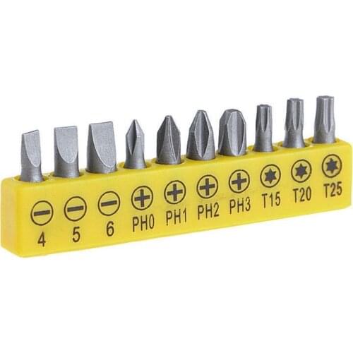 10Pcs Security Bit Set Torx Flat Head Cross 1/4" Hex Shank Screwdriver Head for Power Drills Impact Drivers HG7106