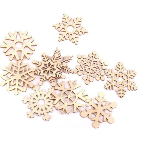 10pcs Assorted Snowflake Wooden Laser Cut Embellishment Christmas Tree Snowflakes Ornament